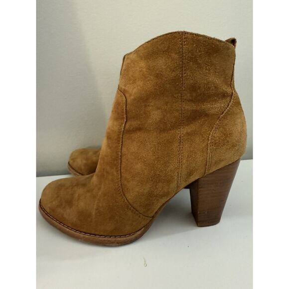 Joie Women's Brown Suede Round Toe Block Heel Zip Ankle Boots Sz 7.5 - Picture 4 of 8
